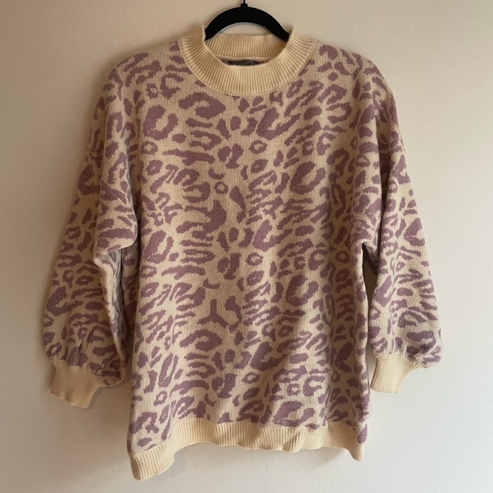 Lilac/Cream Bell Sleeve Sweater